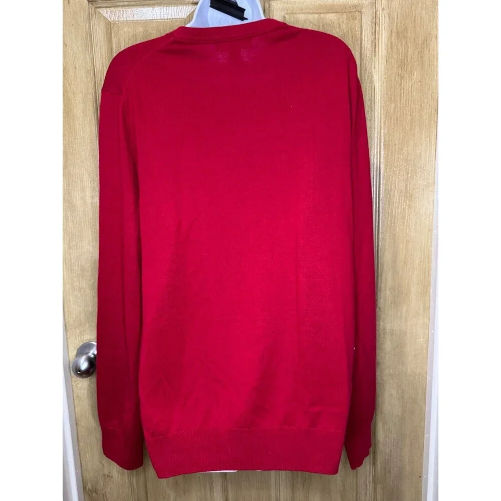 Banana Republic Sweater Mens Large Silk Cotton Cashmere Luxury Blend V Neck Red